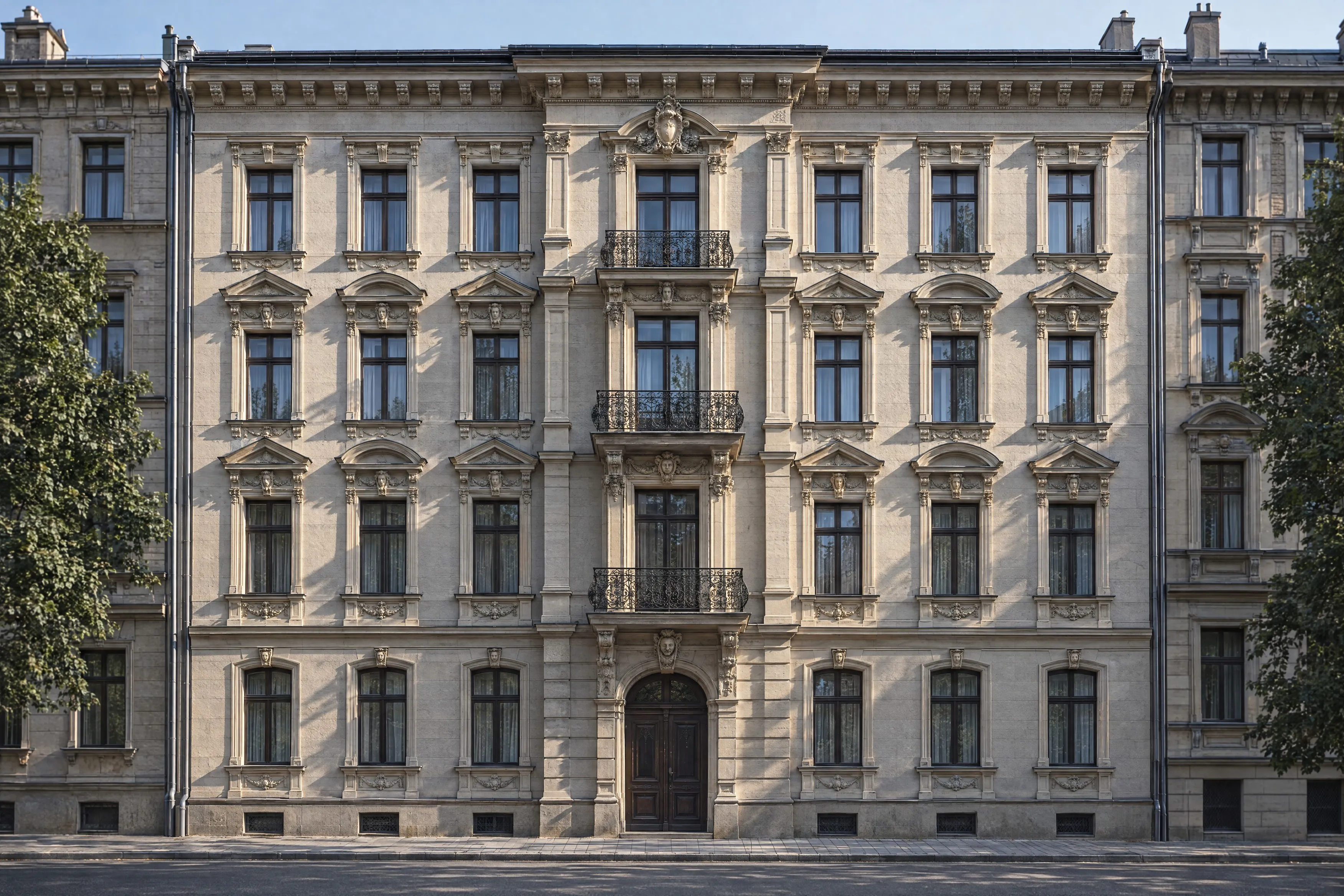 Gründerzeitfassade im Streiflicht